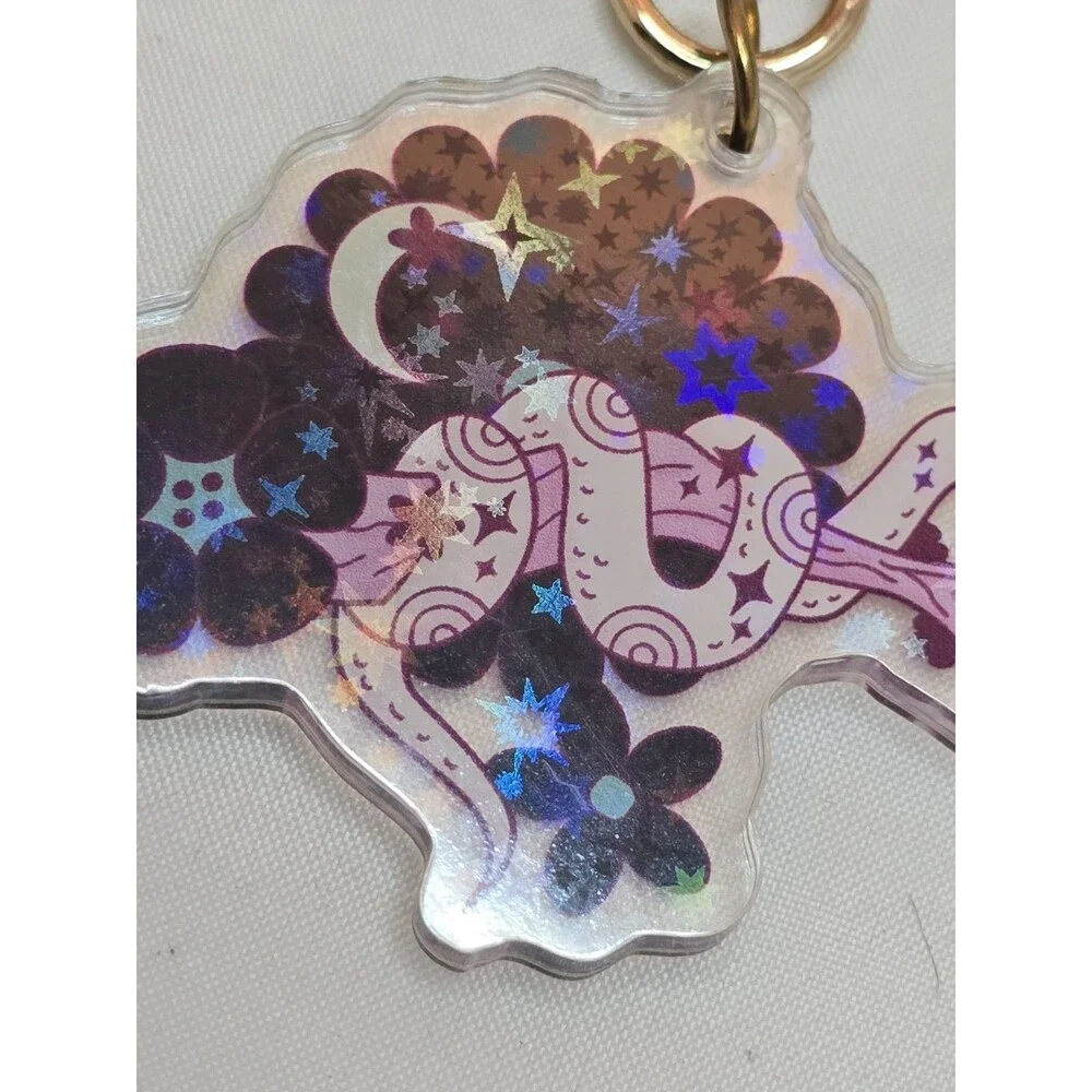 Chinese Zodiac Year of the Snake Celestial Holographic Acrylic Keychain Reptile
